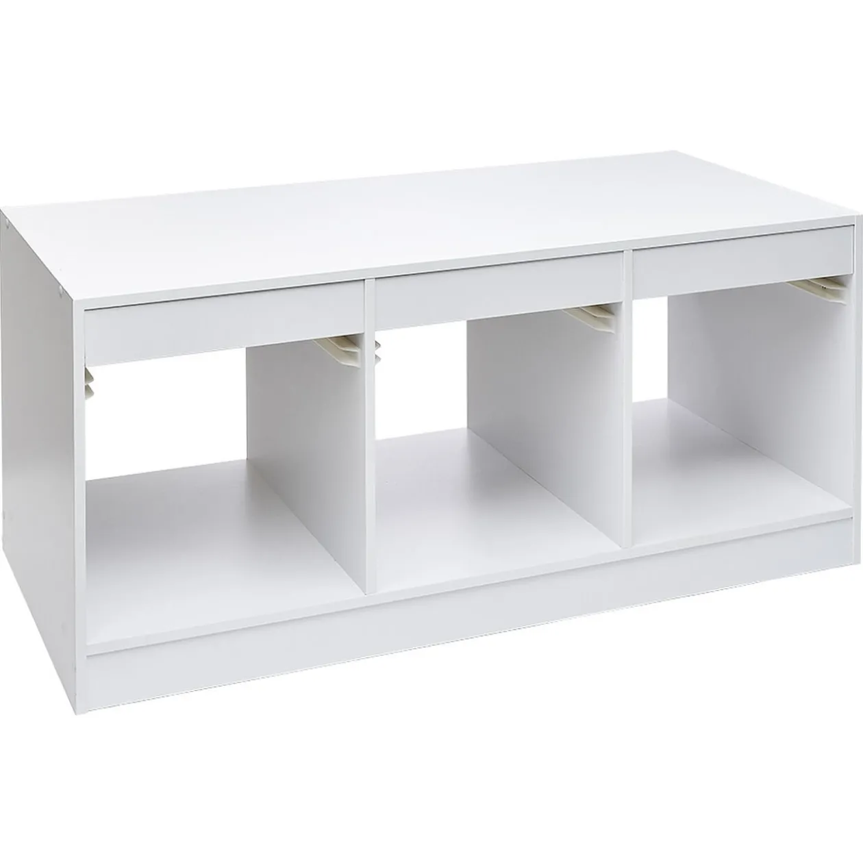 Structure de rangement horizontale pour 3 bacs coulissants