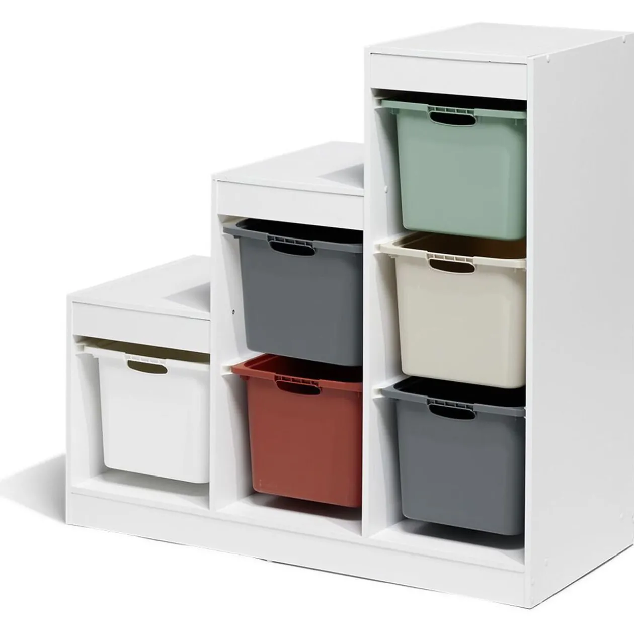 Structure pour bac de rangement 6 cases bois blanc