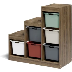 Structure pour bac de rangement 6 cases bois marron