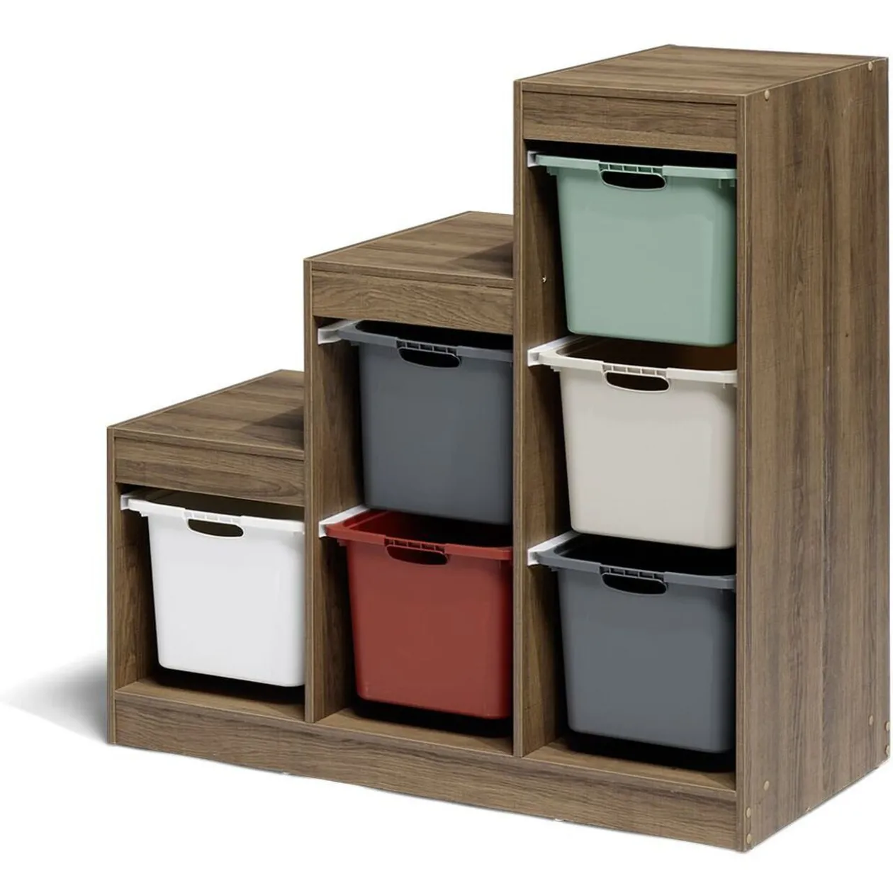 Structure pour bac de rangement 6 cases bois marron