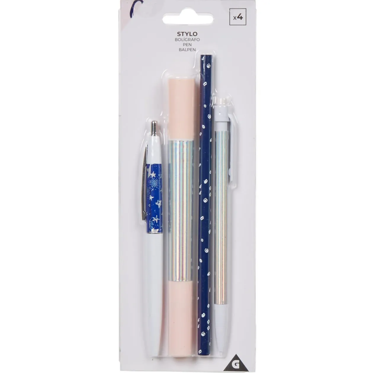 Stylo déco banquise blanc et bleu x4