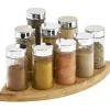 Support à épices d'angle bambou 9 pots en verre