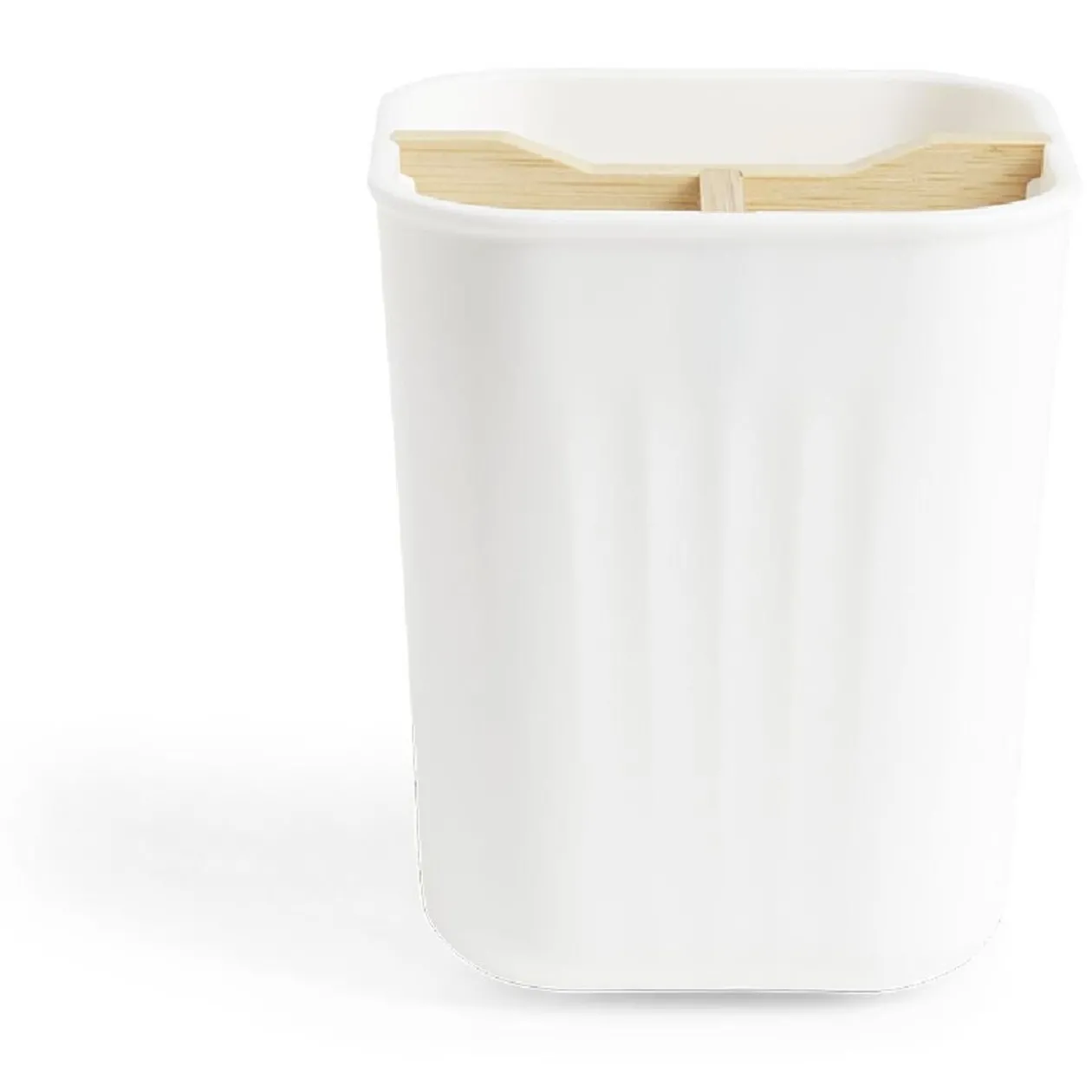 Support brosse à dents bambou et plastique blanc