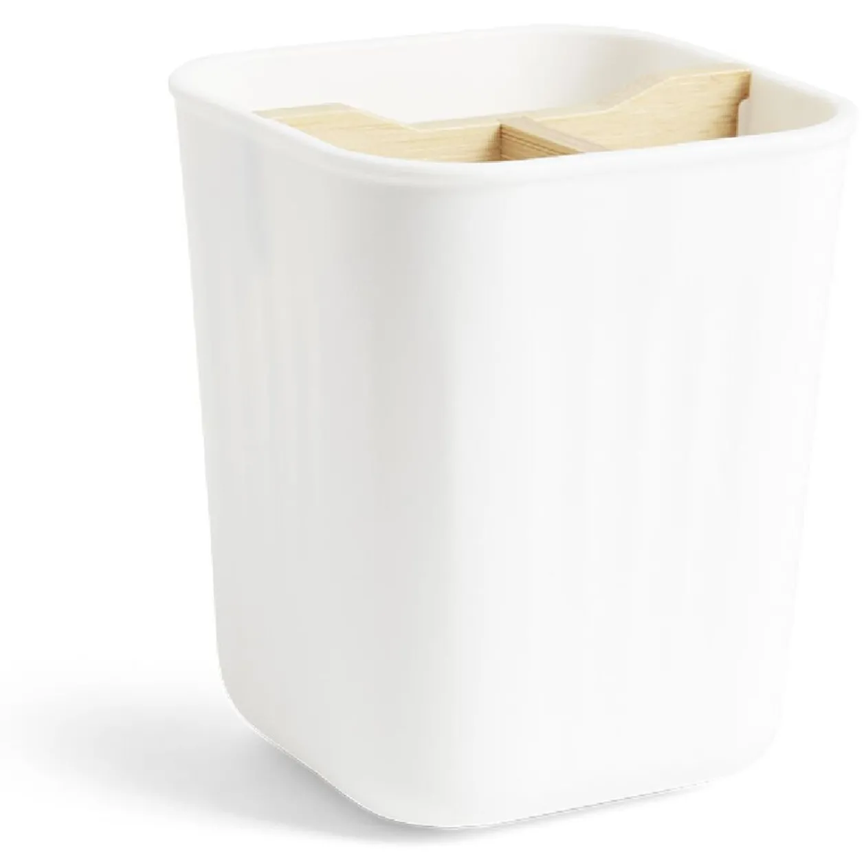 Support brosse à dents bambou et plastique blanc