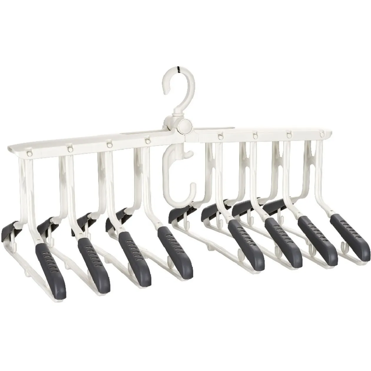 Support malin 8 cintres en 1 pour penderie blanc