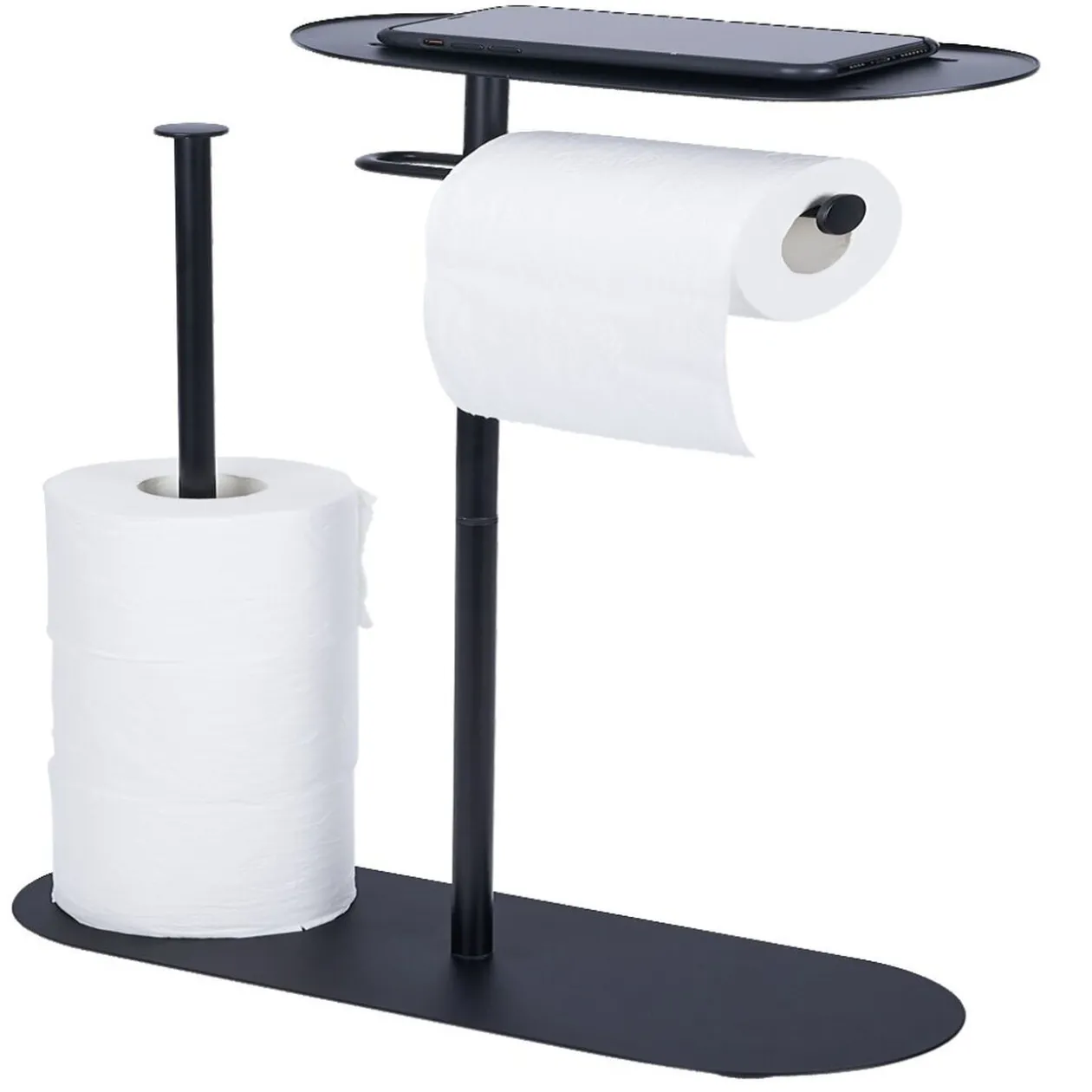 Support papier WC et téléphone noir 36xH66x13,5cm