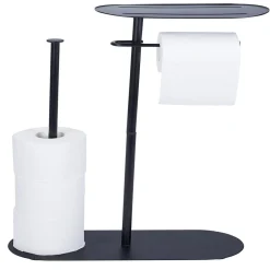 Support papier WC et téléphone noir 36xH66x13,5cm