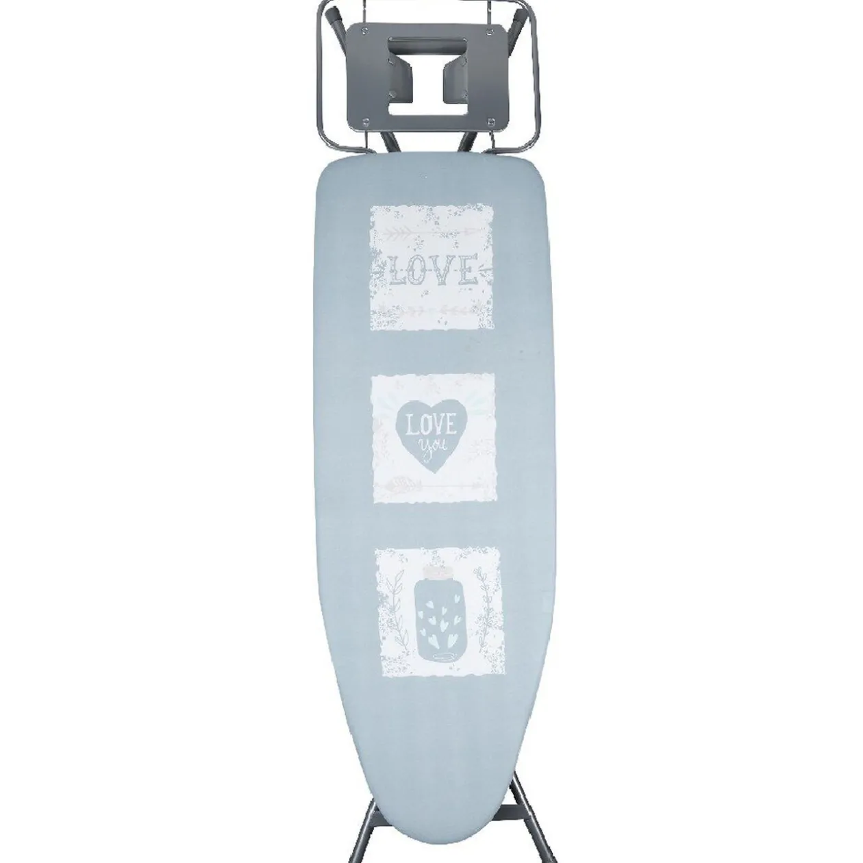 Table à repasser motif coeur Love bleu et blanc