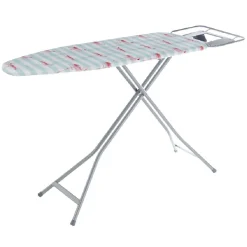Table à repasser motif flamant rose avec support