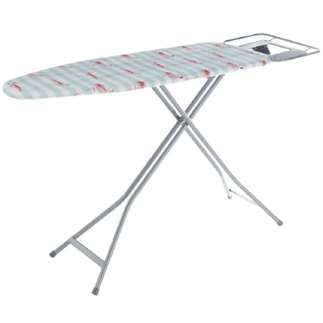Table à repasser motif flamant rose avec support