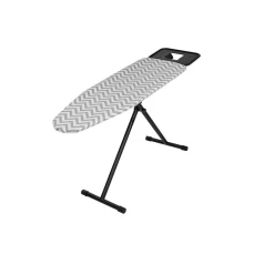 Table à repasser motif zig zag gris et blanc 162x46xH60/90cm