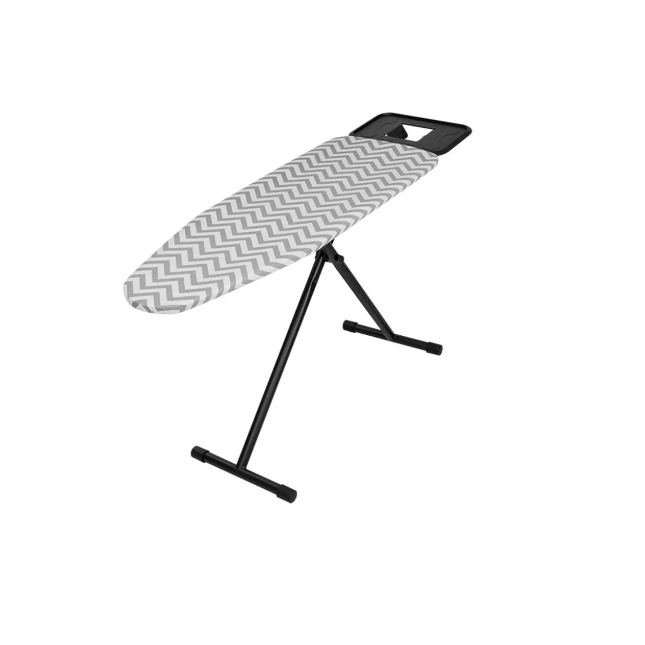 Table à repasser motif zig zag gris et blanc 162x46xH60/90cm