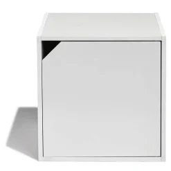 Table de chevet Kobe blanche 2 niches et 1 porte
