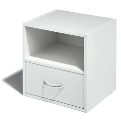 Table de chevet Kobe blanche 1 tiroir et 1 niche
