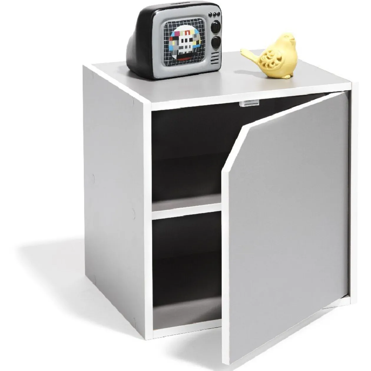 Table de chevet Kobe gris clair 1 porte