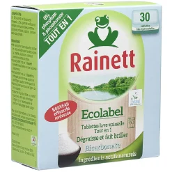 Tablette lave-vaisselle tout en 1 Rainett certifié Ecolabel x30