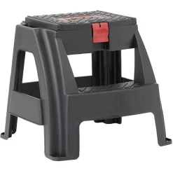 Tabouret 2 marches avec rangement intégré noir et rouge