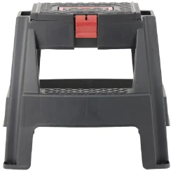 Tabouret 2 marches avec rangement intégré noir et rouge