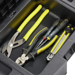 Tabouret 2 marches avec rangement intégré noir et rouge