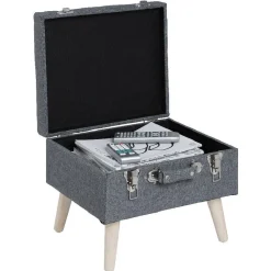 Tabouret Malory gris clair avec malle intégrée