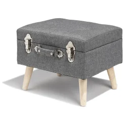 Tabouret Malory gris clair avec malle intégrée