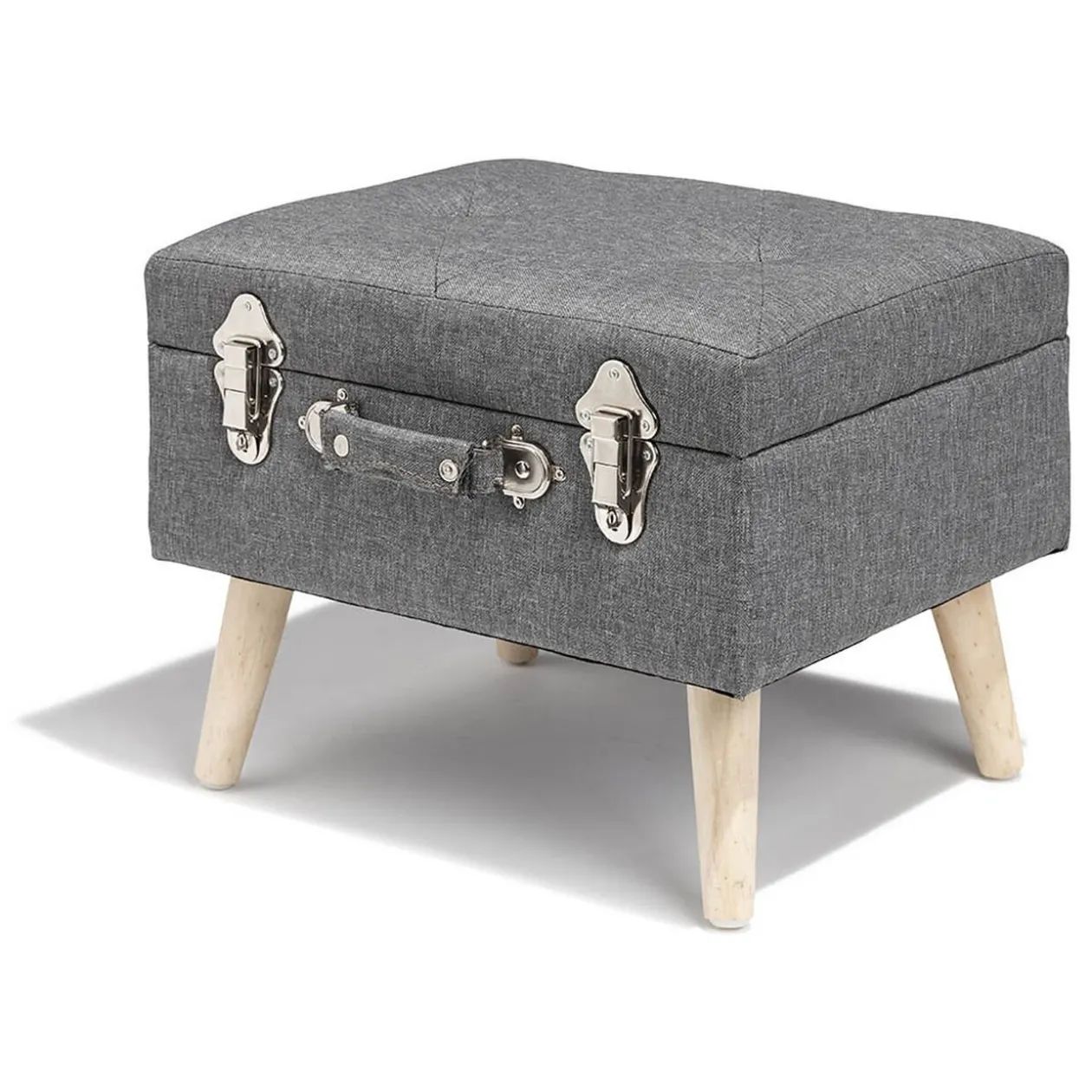 Tabouret Malory gris clair avec malle intégrée