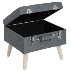 Tabouret Malory gris clair avec malle intégrée