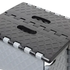 Tabouret marche pied pliant noir et gris H44 cm