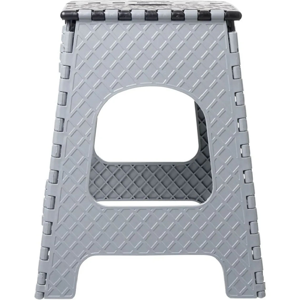 Tabouret marche pied pliant noir et gris H44 cm