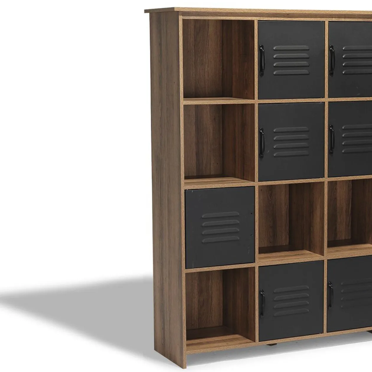 Étagère 12 casiers Liverpool miel et noire