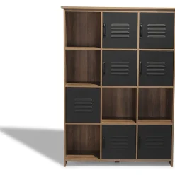 Étagère 12 casiers Liverpool miel et noire