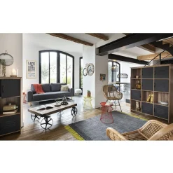 Étagère 12 casiers Liverpool miel et noire