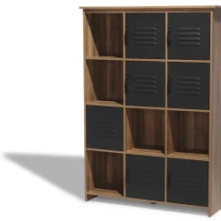 Étagère 12 casiers Liverpool miel et noire