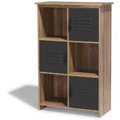 Étagère 6 casiers Liverpool miel et noire