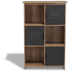 Étagère 6 casiers Liverpool miel et noire