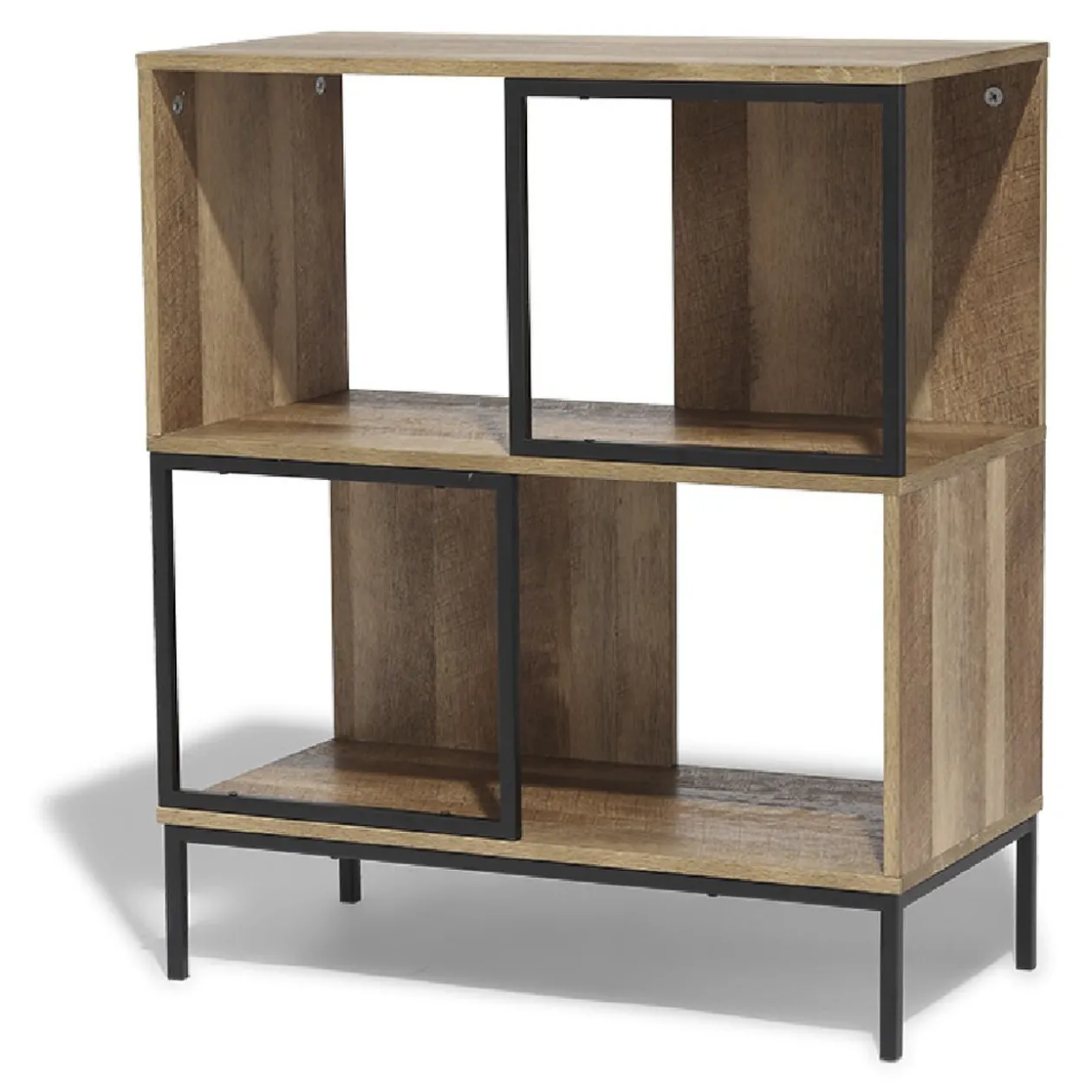 Étagère 4 casiers Stanley noire et naturelle