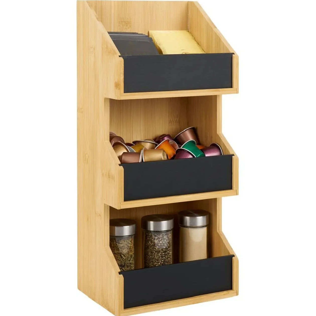 Étagère 3 niveaux bambou naturel 40x18xH13cm