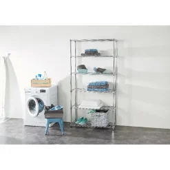 Étagère 5 niveaux gris chromé