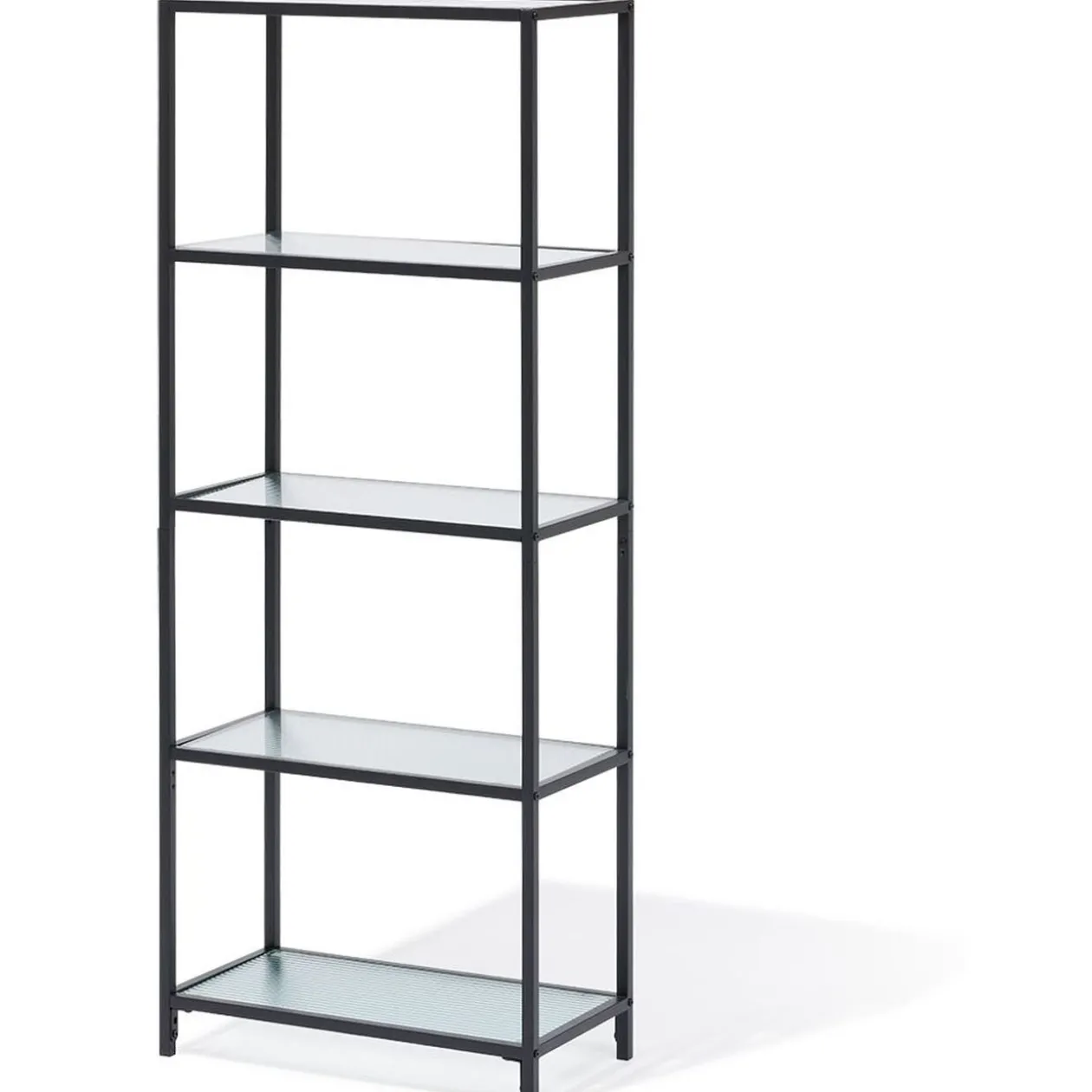 Étagère Arty métal noir et verre trempé - L60xP30xH150 cm