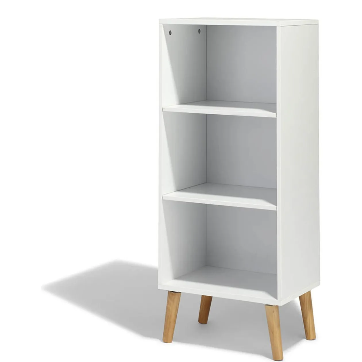 Étagère Bergen blanche 3 niveaux pieds naturel - L.41 x P.29 x H.99 cm