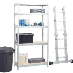 Étagère bricolage 5 niveaux bois et métal