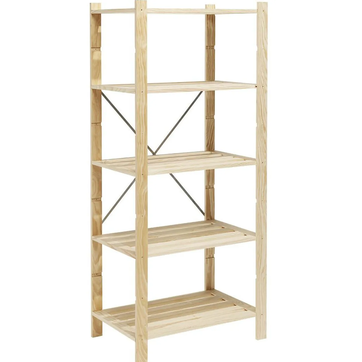 Étagère charge lourde en pin 5 niveaux 75x50xH170 cm