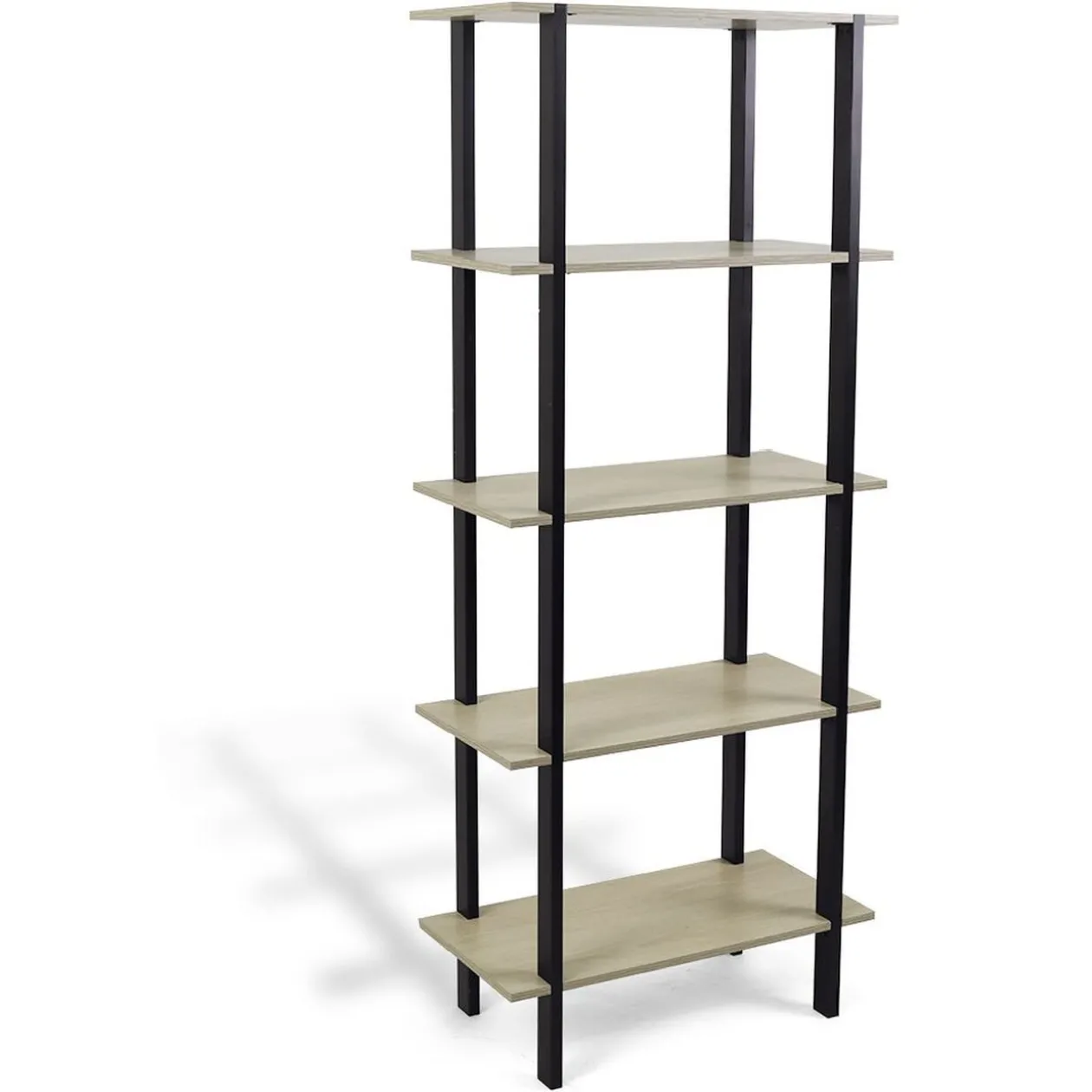 Étagère Damian 5 niveaux en bois noir et naturel