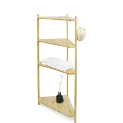 Étagère d'angle bambou 4 niveaux
