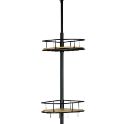 Étagère d'angle métal et bambou 4 niveaux 16 crochets 20x20xH65/275cm