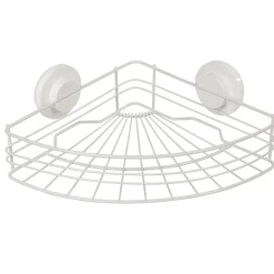 Étagère de douche panier d'angle à ventouse blanc