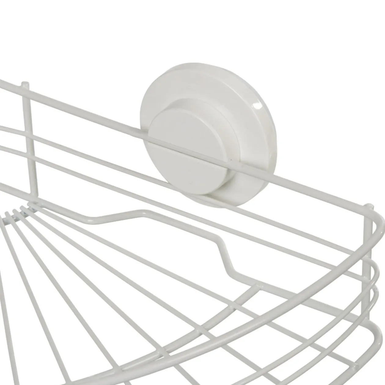Étagère de douche panier d'angle à ventouse blanc