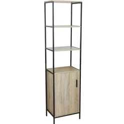 Étagère en métal et mdf 3 niveaux et placard