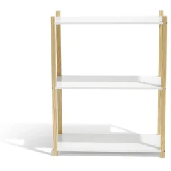 Étagère en pin blanc et naturel 3 niveaux
