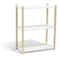 Étagère en pin blanc et naturel 3 niveaux